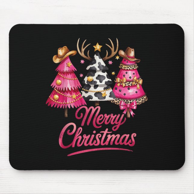 Merry Christmas Leopard Cowhide Nk Xmas Tree Rodeo Mouse Mat (Front)