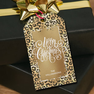 Merry Christmas Leopard Gift Tags