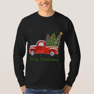 Merry Christmas Leopard Plaid Christmas Tree Red T T-Shirt