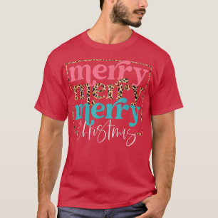 Merry Christmas Leopard Print Christmas Tree Xmas T-Shirt