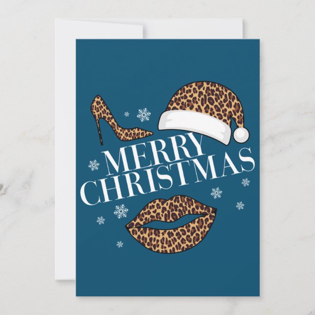 Merry Christmas leopard print women's Invitation (Front)