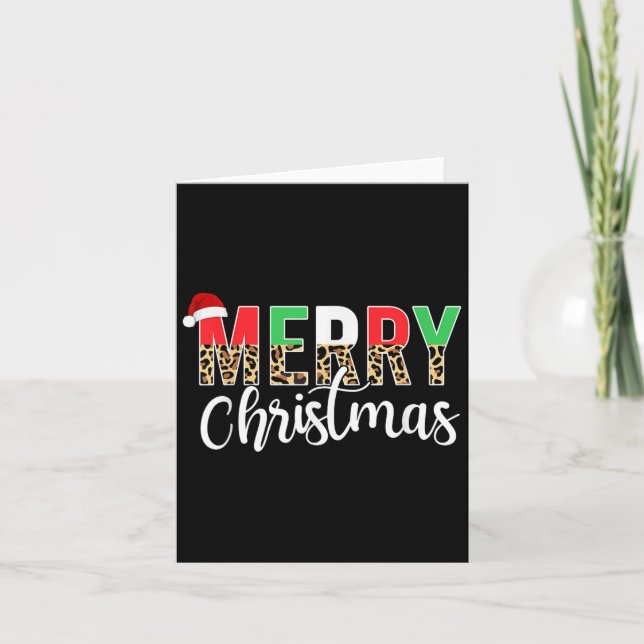 Merry Christmas Leopard Print Xmas Family Matching Card (Front)