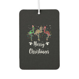 Merry Christmas Leopard Red Green Plaid Flamingo Car Air Freshener