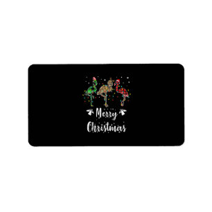 Merry Christmas Leopard Red Green Plaid Flamingo Label