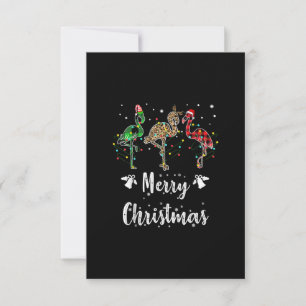 Merry Christmas Leopard Red Green Plaid Flamingo RSVP Card