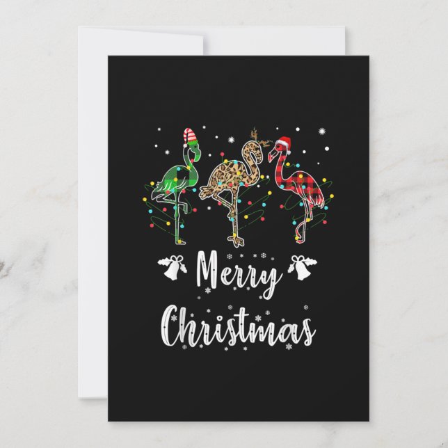 Merry Christmas Leopard Red Green Plaid Flamingo Save The Date (Front)