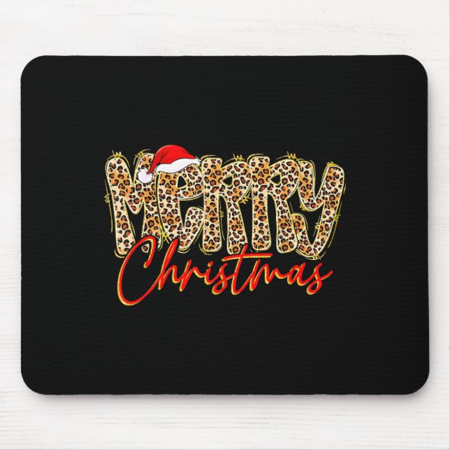 Merry Christmas Leopard Xmas Santa Holiday Family  Mouse Mat (Front)