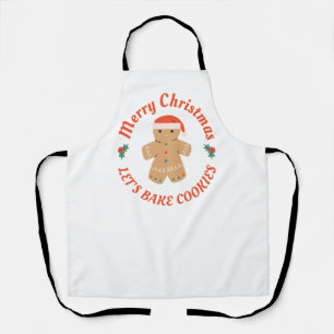 Merry Christmas Let's Bake Cookies Gingerbread Man Apron