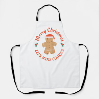 Merry Christmas Let's Bake Cookies Gingerbread Man Apron