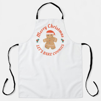 Merry Christmas Let's Bake Cookies Gingerbread Man Apron