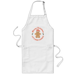 Merry Christmas Let's Bake Cookies Gingerbread Man Long Apron