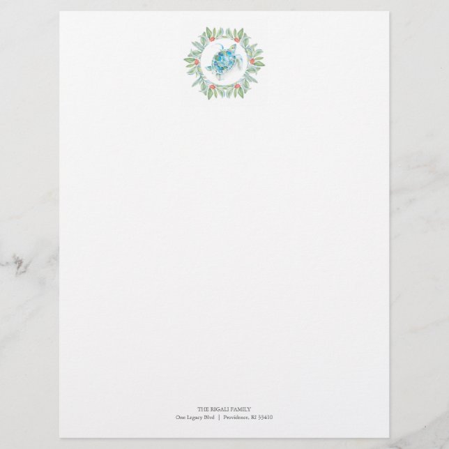 Merry Christmas Letter Stationery Beachy Custom Letterhead (Front)