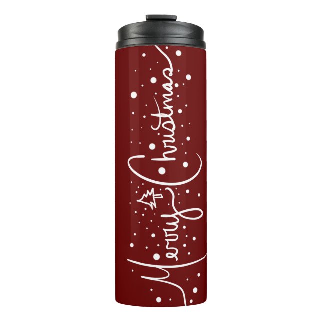 Merry Christmas Lettering and Baby Family   Thermal Tumbler (Front)