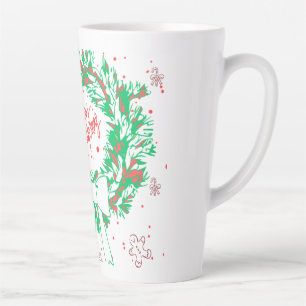 Merry Christmas Lettering and Gingerbread Holiday. Latte Mug
