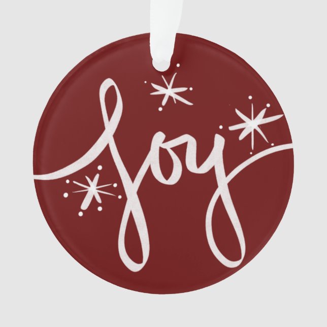 Merry Christmas Lettering Joy Snowflakes Photo Ornament (Front)