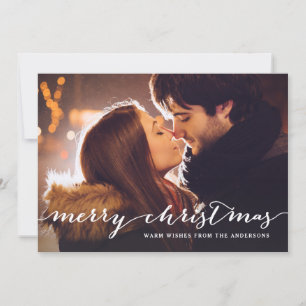 Merry Christmas Lettering Script Photo Overlay Holiday Card
