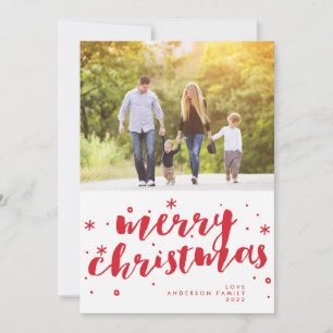 Merry Christmas Lettering Tag Photo Holiday Card