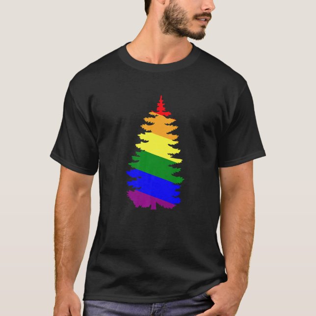 Merry Christmas LGBT Community Xmas Tree Gay T-Shirt (Front)