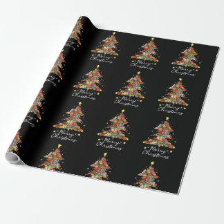 Merry Christmas Library Tree Book Reading Lover Li Wrapping Paper