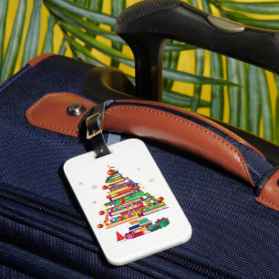 Merry Christmas Library Tree Luggage Tag