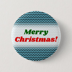 Merry Christmas! + Light Blue & Black Wave Pattern 6 Cm Round Badge