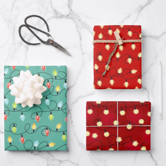 Merry Christmas Light Garland  Wrapping Paper Sheet (Front)