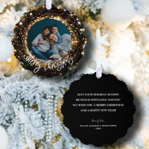 Merry Christmas Light Strands Photo Tree Decoration Card