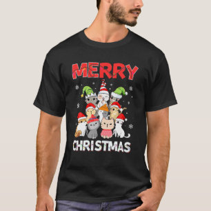 Merry Christmas Light Ugly Cats Lover Pyjamas Sant T-Shirt
