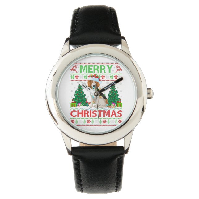 Merry Christmas Lighting Ugly Beagle Christmas Watch (Front)