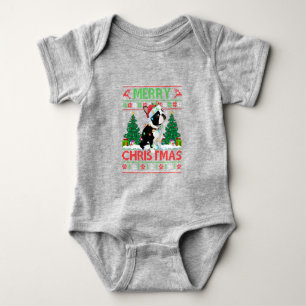 Merry Christmas Lighting Ugly Boston Terrier Chris Baby Bodysuit