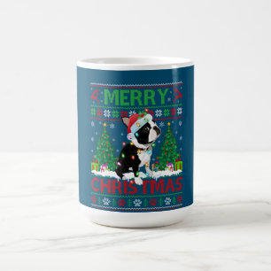 Merry Christmas Lighting Ugly Boston Terrier Chris Coffee Mug