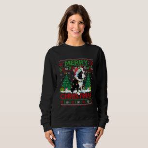 Merry Christmas Lighting Ugly Boston Terrier Chris Sweatshirt
