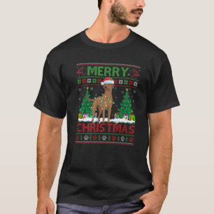 Merry Christmas Lighting Ugly Rhodesian Ridgeback T-Shirt
