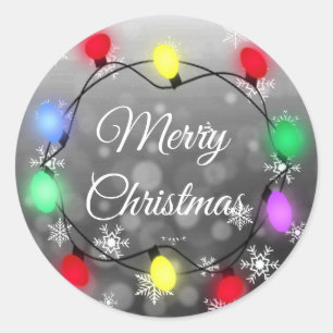 Merry Christmas Lights Classic Round Sticker
