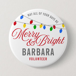 Merry Christmas Lights Custom Nametag 7.5 Cm Round Badge