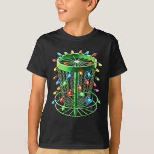 Merry Christmas Lights Disc Golf Basket Golfer Xma T-Shirt