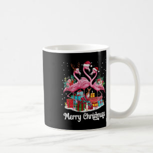 Merry Christmas Lights Flamingo Santa Hat Snow Xma Coffee Mug