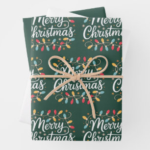 Merry Christmas Lights Funny Xmas Holiday Wrapping Paper Sheet
