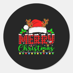 Merry Christmas Lights Funny Xmas Pjs Men Women Fa Classic Round Sticker