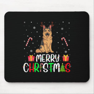Merry Christmas Lights German Shepherd Dog Reindee Mouse Mat
