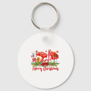 Merry Christmas Lights Hairstylist Tool Hairdresse Key Ring