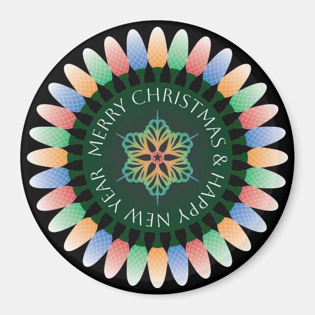 Merry Christmas Lights Magnet (Front)
