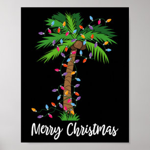 Merry Christmas Lights Palm Tree Beach Xmas Pajama Poster
