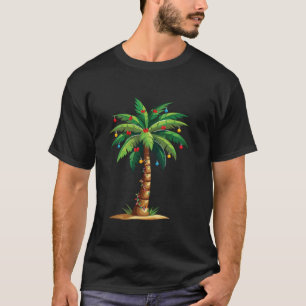 Merry Christmas Lights Palm Tree Beach Xmas Pajama T-Shirt