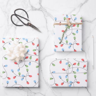 Merry Christmas Lights Pattern  Wrapping Paper Sheet