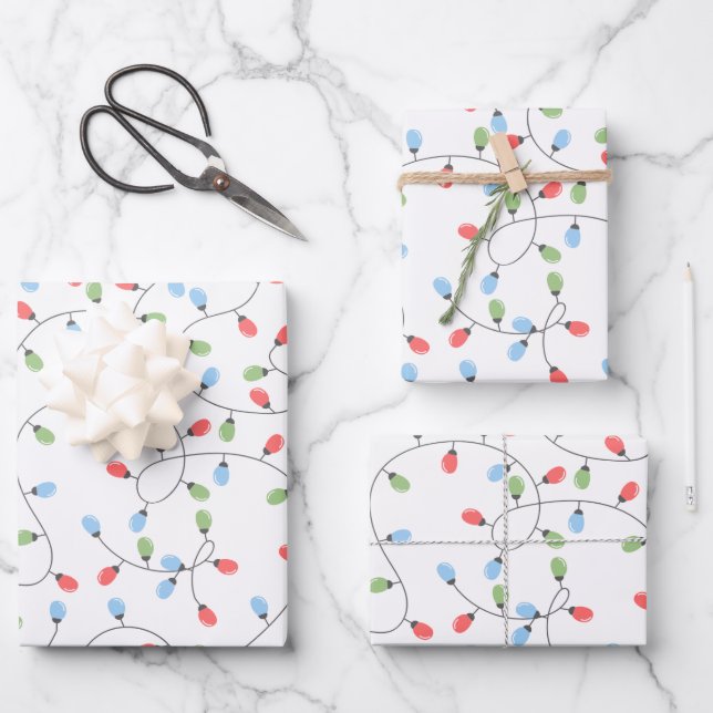 Merry Christmas Lights Pattern  Wrapping Paper Sheet (Front)