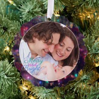 Merry Christmas Lights Photo Template Tree Decoration Card