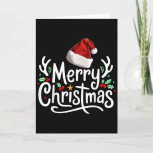 Merry Christmas Lights Red Santa Hat Xmas Family  Card
