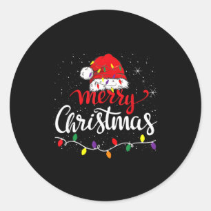 Merry Christmas Lights Red Santa Hat Xmas Family  Classic Round Sticker