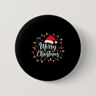 Merry Christmas Lights Red Santa Hat Xmas Family M 6 Cm Round Badge